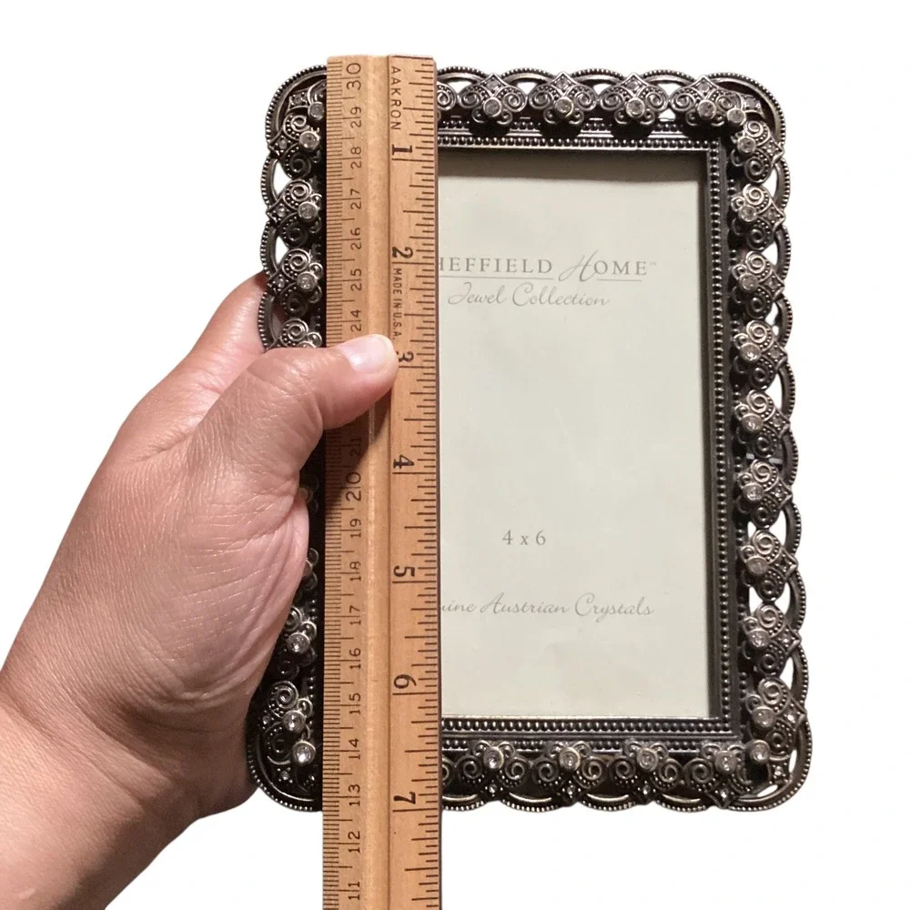 Sheffield Home Jewel Collection 4x6 Photo Frame Austrian Crystals Ornate Metal